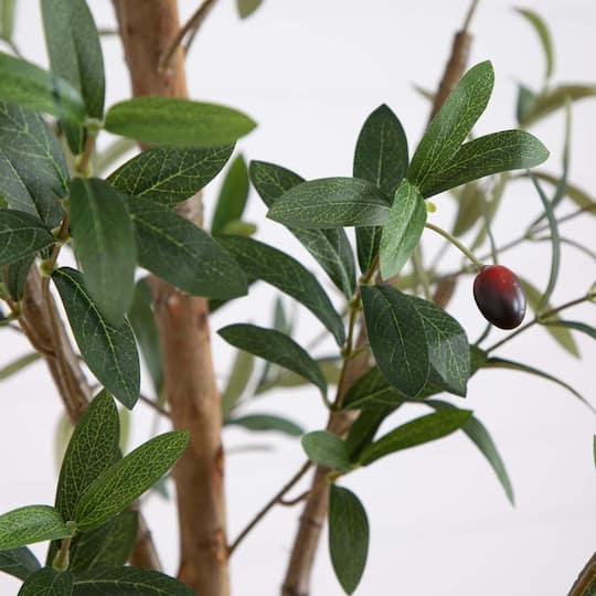 8ft. Potted Artificial Olive Tree with Natural Trunk